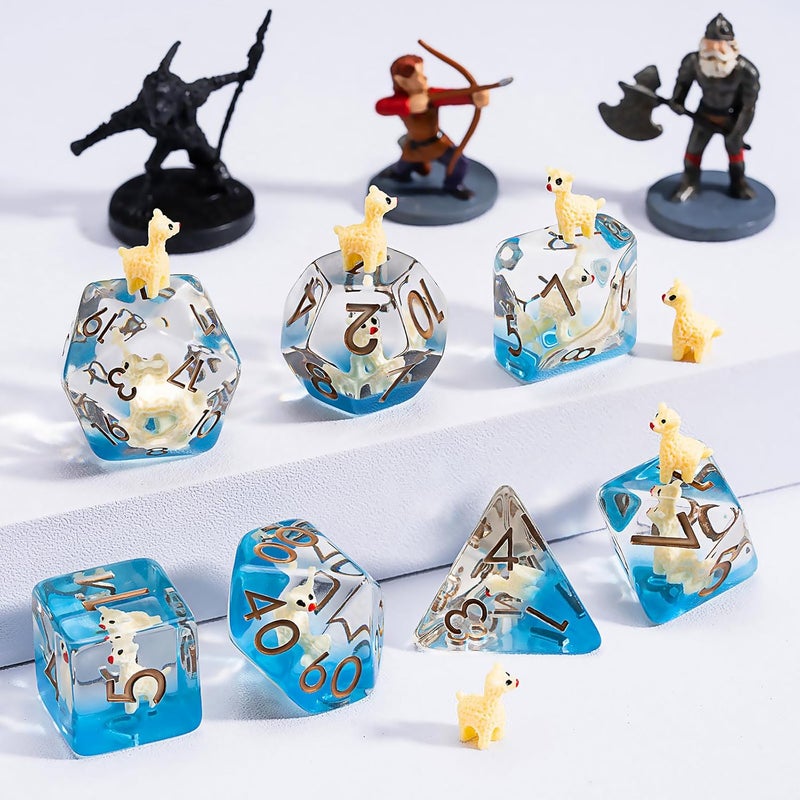 weyano D&D Dice Set, Alpaca Resin Polyhedral Dice for Dungeons and Dragons, RPG, MTG DND 7-DIE (D4, D6, D8, D10, D12, D20, D%) - Image 2